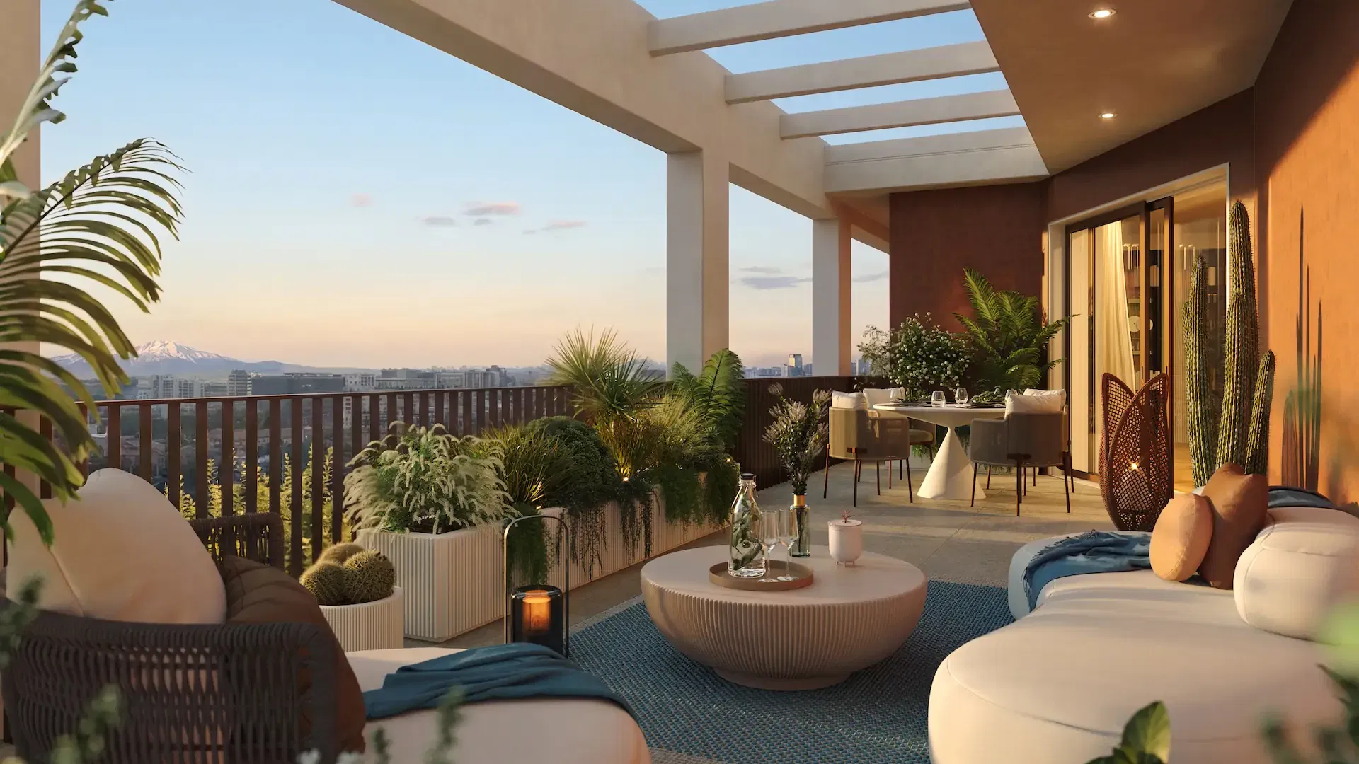 Balcone lineare panoramico di un appartamento Mia Tower Milano Bicocca