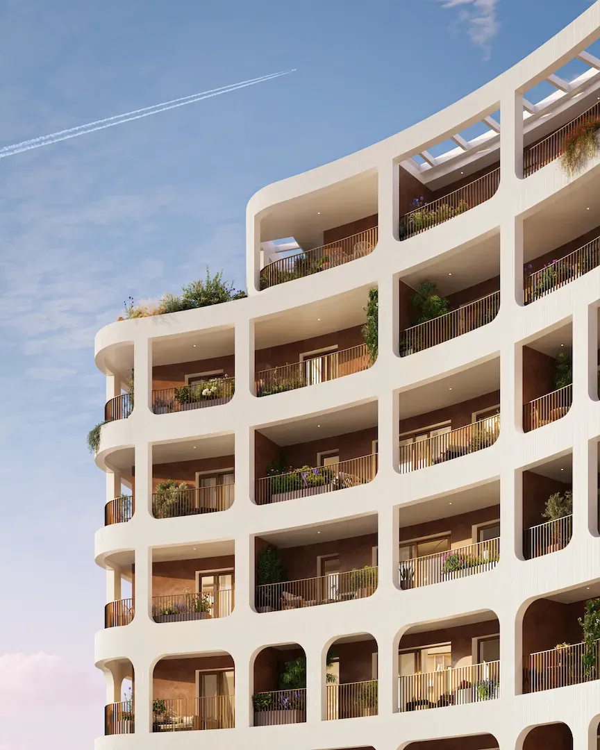 Dettaglio della facciata di Mia Tower